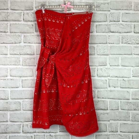 Free People Oceanside Red Strapless Crochet Mini Dress Size XS NEW - Picture 3 of 10